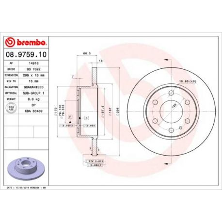 08.9759.10 Disque de frein BREMBO