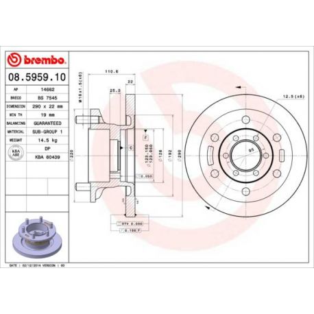 08.5959.10 Disque de frein BREMBO