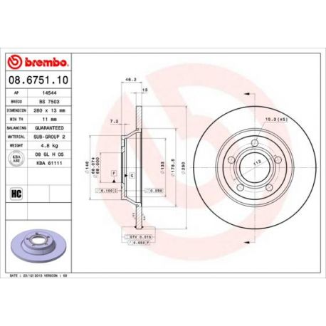 08.6751.10 Disque de frein BREMBO