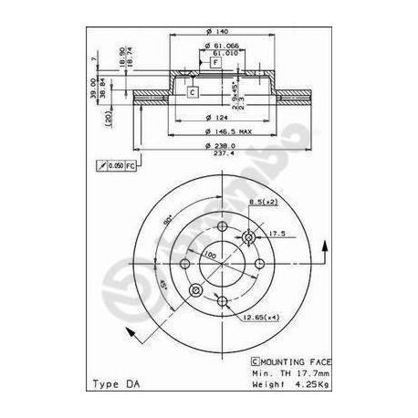 09.4925.10 Disque de frein BREMBO