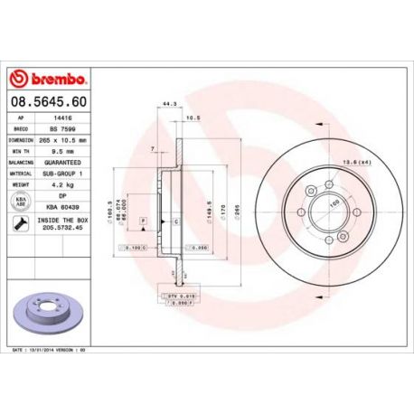 08.5645.60 Disque de frein BREMBO