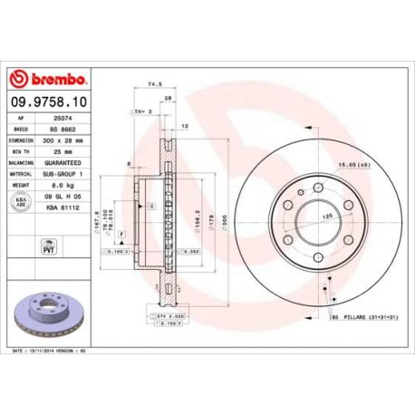 09.9758.10 Disque de frein BREMBO