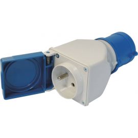 Adaptateur compact fiche mâle CE17 avec prise femelle avec clapet 2P+T 230V 