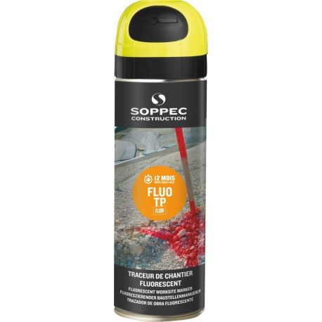 Peinture traceur de chantier 9 à 12 mois jaune fluo - aérosol 500ml 