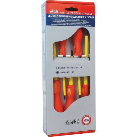 Tournevis électricien isolé 1000V - boite de 5pc 