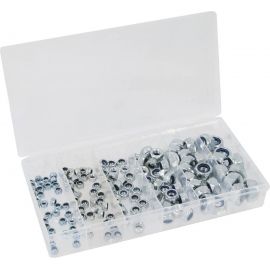 Ecrou hexagonal autofreiné zingué blanc de M4 à M12 - coffret de 146pc 