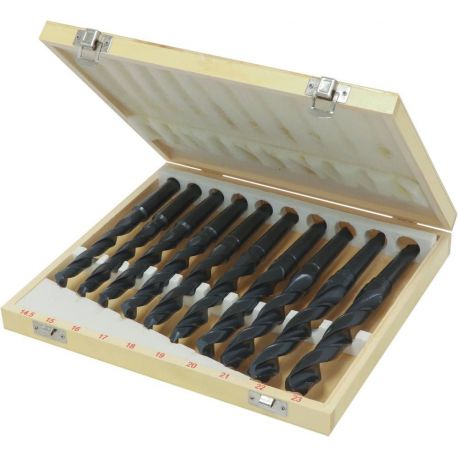 Foret laminé de 14,5 à 23mm cône morse N°2 - coffret bois de 10pc 