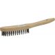 Brosse métallique fil acier 4 rangs 290mm avec manche bois incurvé 