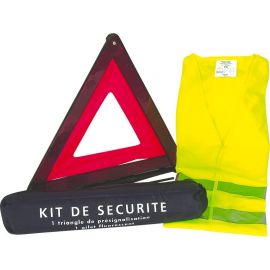 Kit de sécurité gilet jaune/triangle - trousse zippé 