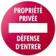 Panneau propriété privée/défense d'entrée rigide 290mm 