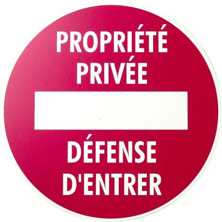 Panneau propriété privée/défense d'entrée rigide 290mm 