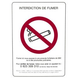 Panneau interdiction de fumer rigide 150x210mm 