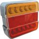 Feu arrière carré LED 12V 4 fonctions cabochon orange/rouge - blister 