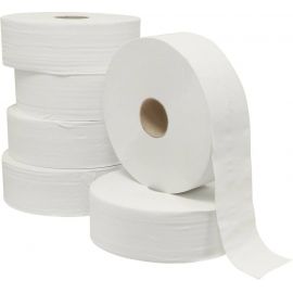 LOT 6 BOBINES PAPIER HYGIENIQUE JUMBO BLANC PUR 350M